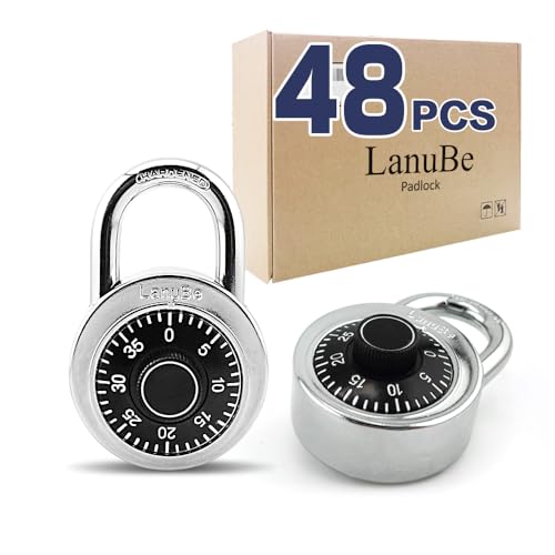 LanuBe Lock Standard Dial Combination Lock, 2 in. Wide, with Different Combinations, Black Turnplate, Pack of 48; Lock for School, Employee, Gym & Sports Locker, Case, Toolbox, and so on - Image 1