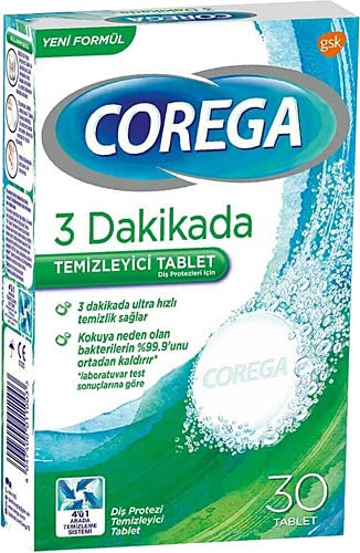 Corega Denture Cleanser 3 Minutes Rapid Action 30 tablet Packaging may Vary