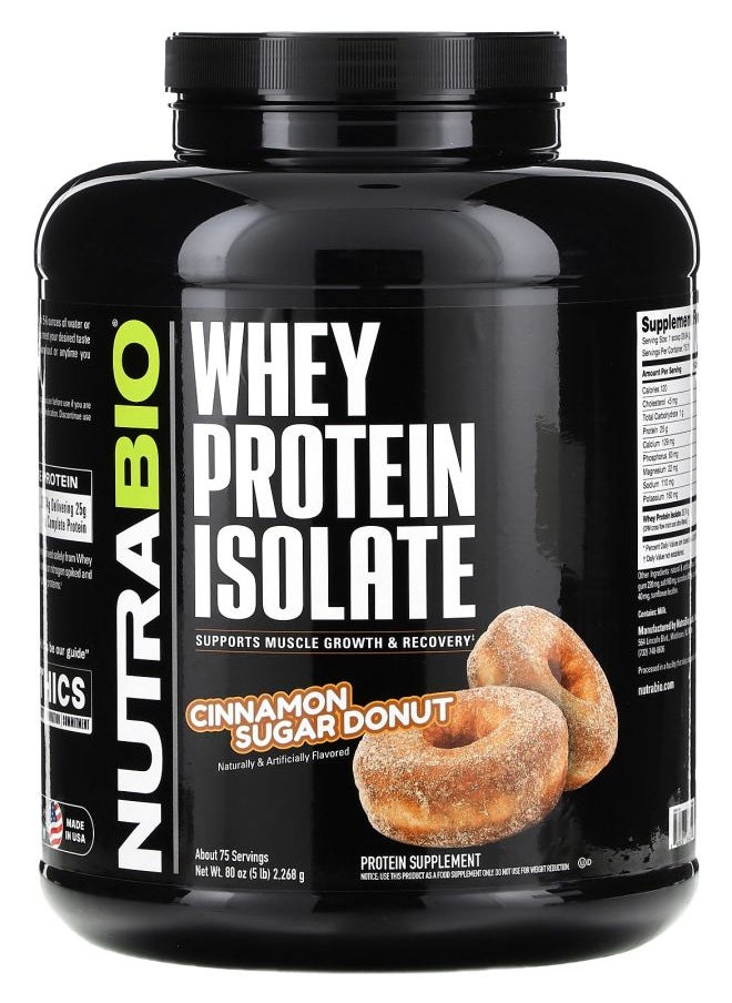 NutraBio Whey Protein Isolate Cinnamon Sugar Donut 5 lb (2268 g) 