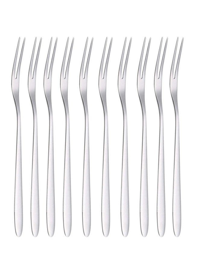 P Plus Fire Professional Silverware Forks, Stainless Steel and Elegant Mini Fork for Oyster and Shellfish, Appetizers, Tasting Fork, Cocktail, Fruit and Salad Forks (Silver, Set of 10) - Image 1