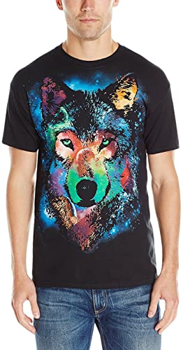 Liquid Blue Men's Cosmic Wolf T-Shirt, Black, X-Large - Image 4