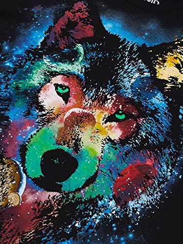 Liquid Blue Men's Cosmic Wolf T-Shirt, Black, X-Large - Image 2