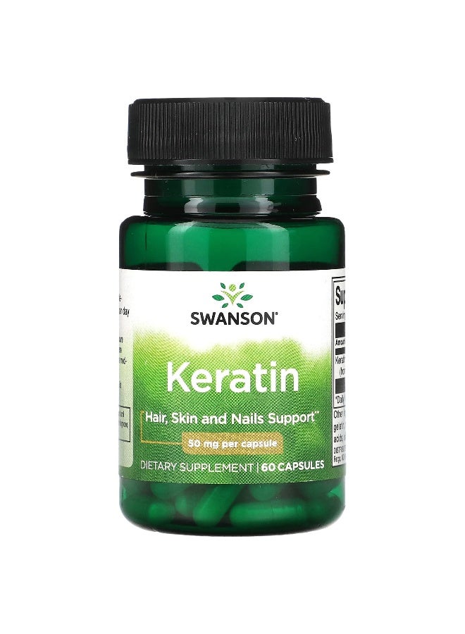 Swanson, Keratin, 50 mg, 60 Capsules - Image 1