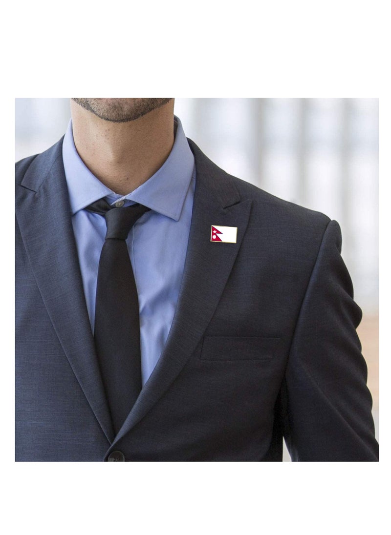 PRINTSHOP4ME - Nepal National Flag Lapel Pins and Brooch Badge to show your patriotism for Nepal (Square Badge) - Image 1