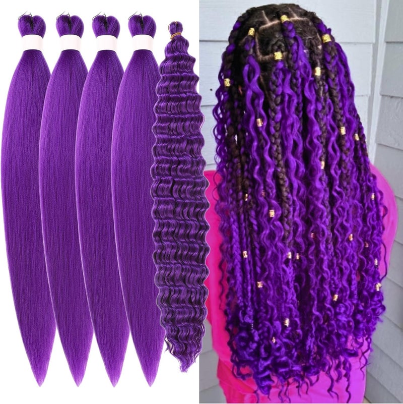 Leticia Boho Hair for Braiding Purple Braiding Hair Pre stretched Hypoallergenic ez Braid Knotless Synthetic Non Toxic Crochet Boho Braids for Black Women - Image 4