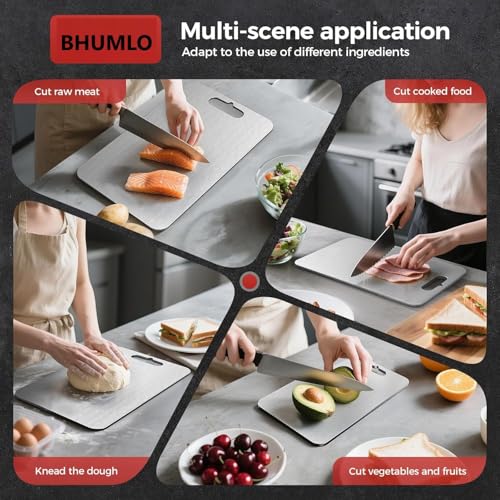 BHUMLO Vegetable Chopping Board – Stainless Steel Cutting Board for Kitchen (35x25 cm) - Image 3