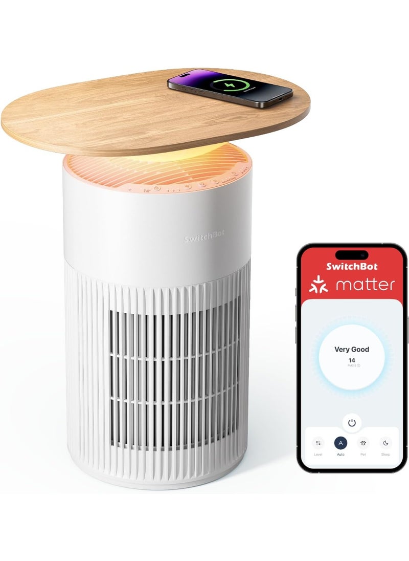 SwitchBot 4 in 1 Air Purifiers Table with Matter, Up to 3620 ft², H13 HEPA Pet Filter, Wireless Charging, Washable Pre-filter, 10 RGB Colors, Work with Apple Home, Alexa, GoogleHome, HomeAssistant  - Image 1
