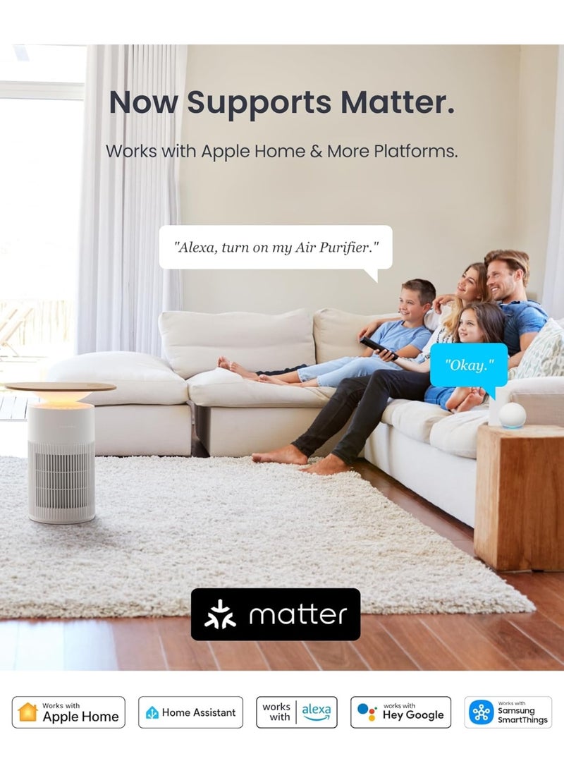 SwitchBot 4 in 1 Air Purifiers Table with Matter, Up to 3620 ft², H13 HEPA Pet Filter, Wireless Charging, Washable Pre-filter, 10 RGB Colors, Work with Apple Home, Alexa, GoogleHome, HomeAssistant  - Image 3