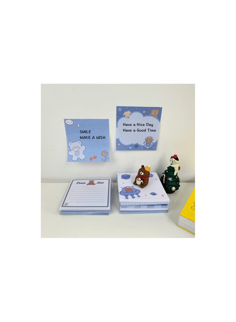 Kawaii Little Bear Sticky Notes, Cute Self-Adhesive Memo Pads for Students, Teachers, and Home Use, 50 Sheets per Pad, 9 Pads per Pack - Perfect Gift for Roommates and Office Supplies! - Image 2