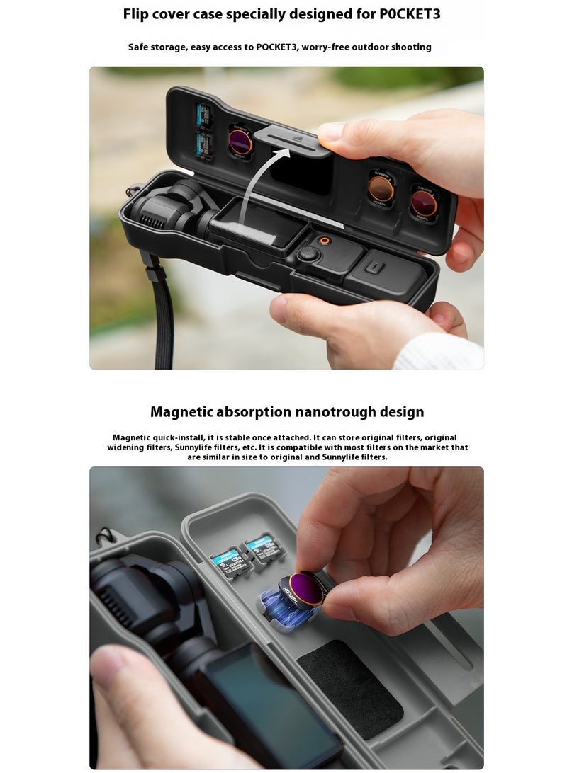 RinGinG Osmo Pocket 3 Carrying Case- Shockproof Protection, Magnetic Filter & Memory Card Storage  - Image 2