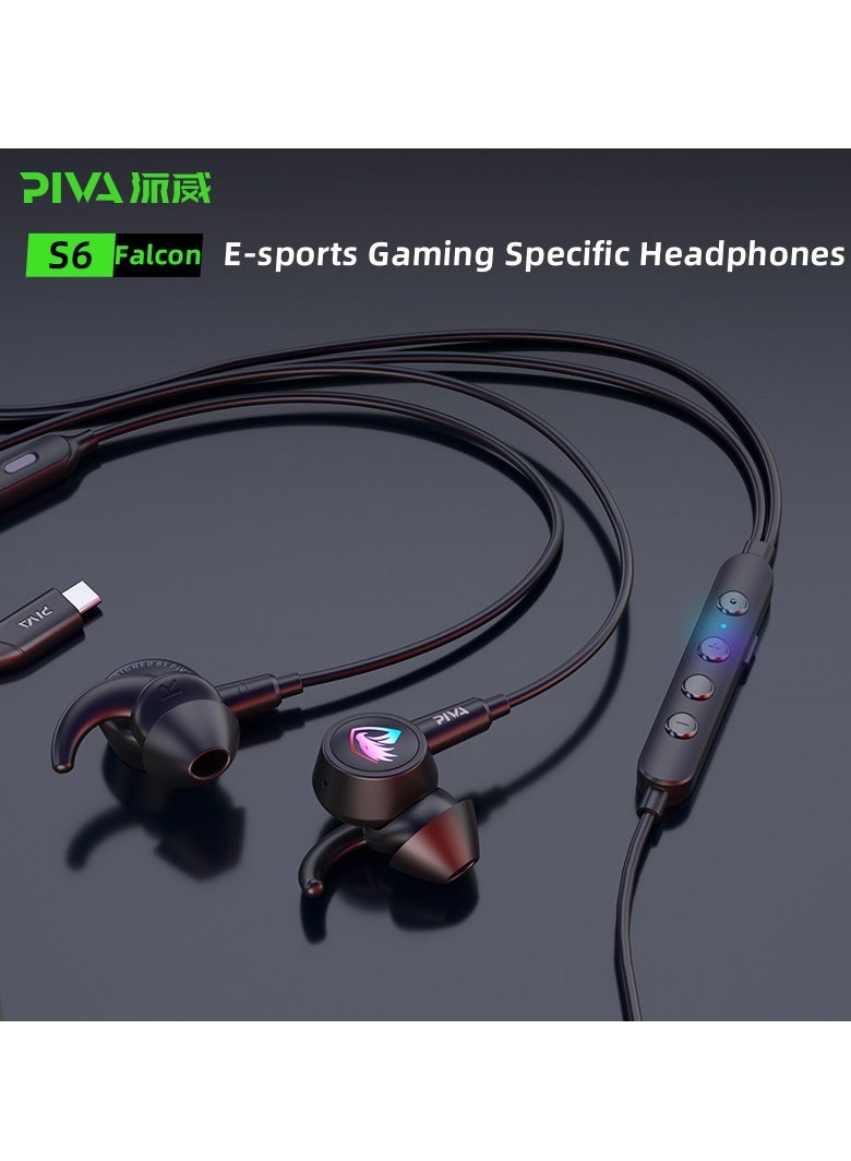 بيفا سماعة رأس مخصصة للألعاب PIVA S6C-P سلكية مع بطاقة صوت مدمجة وإضاءة RGB لتجربة ممتعة أثناء الاستخدام وميكروفون متعدد الاتجاهات مريحة للأذنين والبشرة مع كابل Type-C للأجهزة المحمولة بنظام Android، آيفون 15، آيفون 16 وآيباد مع كابل Type-C. - Image 2