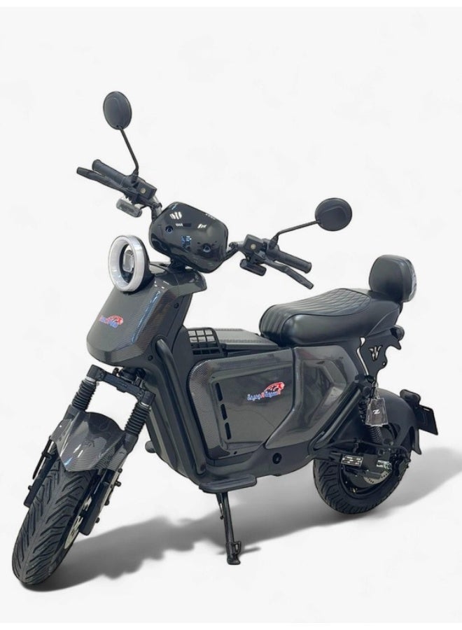NEWSPEED Electric motorcycle with a 60V battery, equipped with front and side lights, remote start, oil brakes, mobile phone charger, and a modern, advanced design. - Image 1