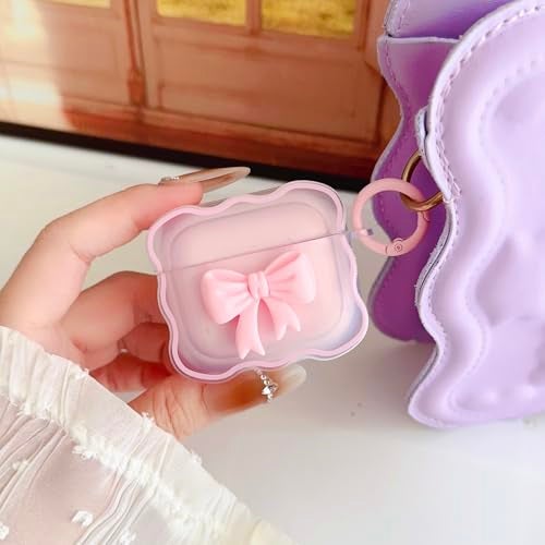 OTOPO Cute AirPods 3rd Gen Clear Case, Girly 3D Bow Design Soft TPU Protective Shockproof Kawaii Airpods 3rd Generation Skin Cover with Cleaner Kit & Keychain Girls Women for Apple iPod 3 Gen -Pink Bow - Image 4