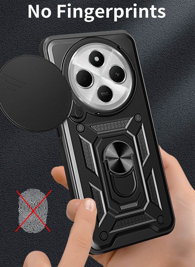 Case for Xiaomi Redmi 14C 4G / Poco C75 with Sliding Camera Cover, Kickstand, PC+TPU Dual-Layer,Black - Image 5