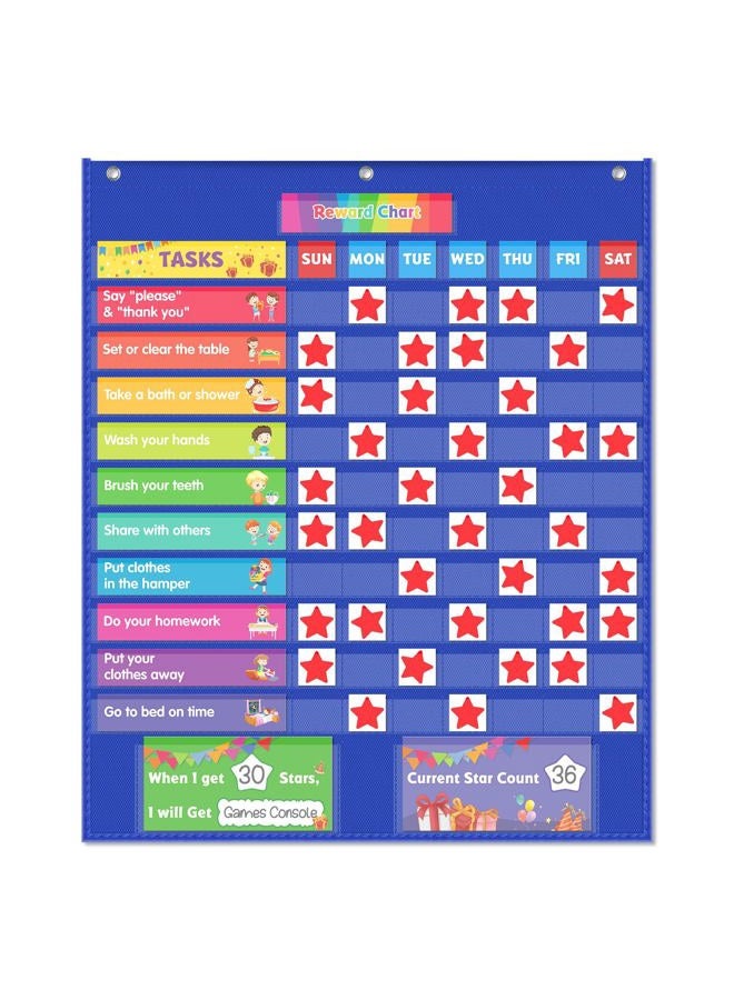 Eamay Responsibility Pocket Chart | Toddler Routine, Kids Reward Board, Chores Chart, Visual Schedule, Autism Learning Materials for Home School, 129 Cards (32.5''x 25") - Image 1