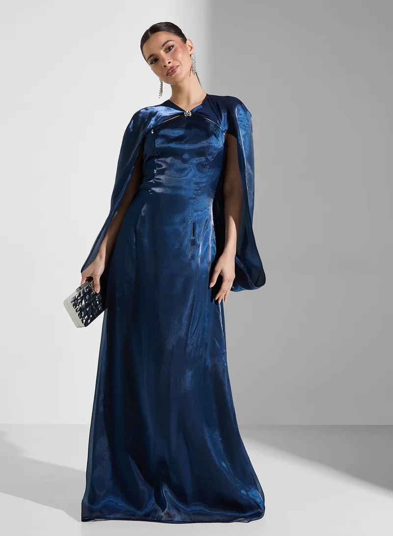 Iyra Draped Overlay Gown Dress