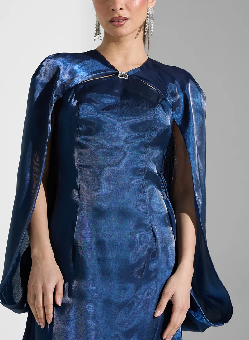 Iyra Draped Overlay Gown Dress