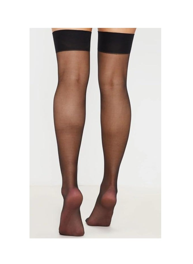 بي-كوين 6 Pairs Thigh Stockings for Women - One Size - High Waist Sheer Tights - Lightweight Full Length Thigh-high Pantyhose (Black, 6 Pairs) - Image 3