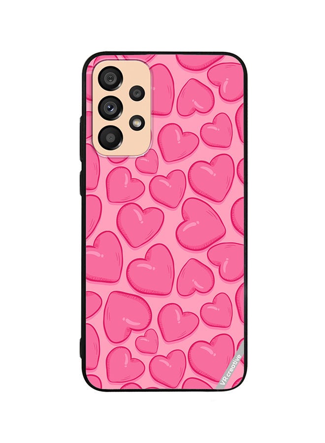 VR CREATIVE Protective Case Cover For Samsung Galaxy A73 5G Pink Herat Design Multicolour - Image 1