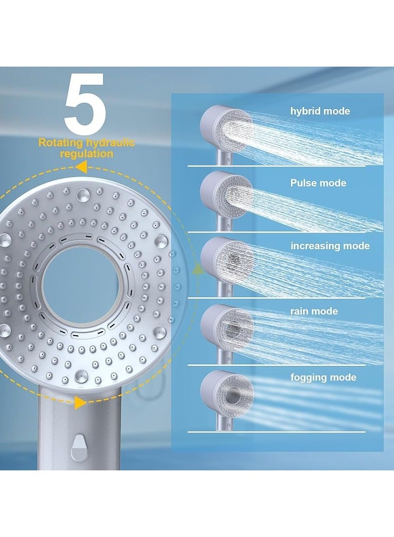 BEILINGDUN High Pressure Shower Head, Filtered Shower Head with Handheld, Multiple Spray Modes with Pause Switch Water Saving Filter Showerhead,Showerhead Set, for Pets Bath (blue) - Image 2