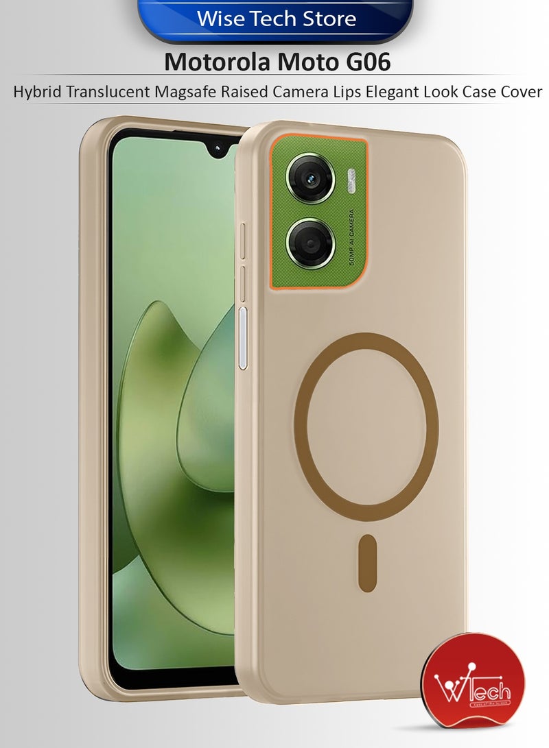 دبليو تيك غطاء واقٍ لهاتف موتورولا موتو G06 4G 2025 هجين شفاف مع ماجسيف للشحن المغناطيسي وارتفاع حول الكاميرا لمظهر أنيق (MCMPMN) - بني - Image 1