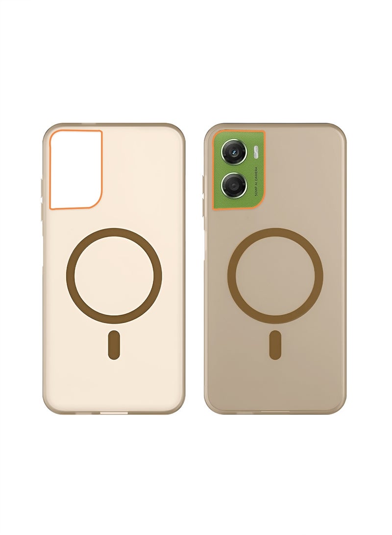 دبليو تيك غطاء واقٍ لهاتف موتورولا موتو G06 4G 2025 هجين شفاف مع ماجسيف للشحن المغناطيسي وارتفاع حول الكاميرا لمظهر أنيق (MCMPMN) - بني - Image 2