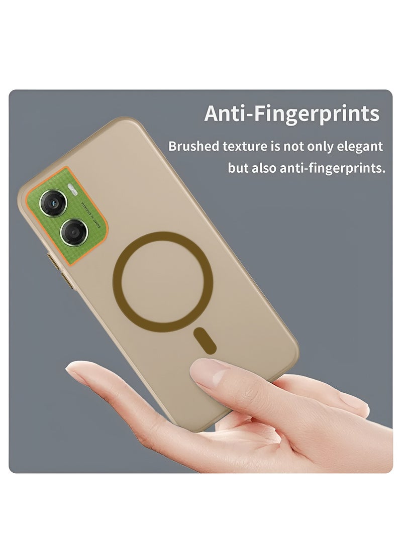 دبليو تيك غطاء واقٍ لهاتف موتورولا موتو G06 4G 2025 هجين شفاف مع ماجسيف للشحن المغناطيسي وارتفاع حول الكاميرا لمظهر أنيق (MCMPMN) - بني - Image 4