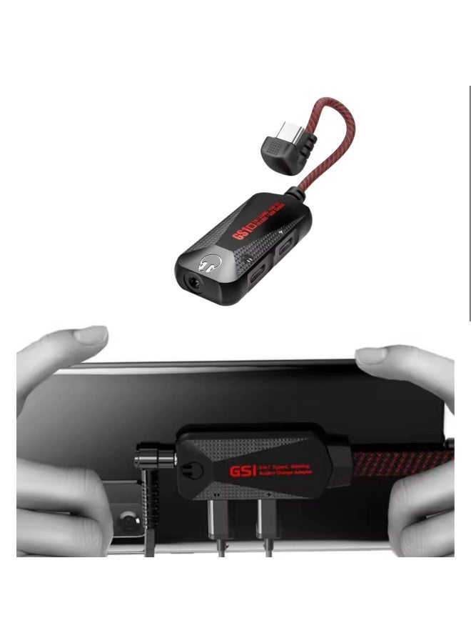 Plextone GS1 Type-C 3-in-1 Gaming Audio Adapter, 60W PD Fast Charging + 3.5mm Hi-Res Sound Card, Type-C to Aux Converter with Mic Support, Magnetic Design for Android, RedMagic, Black Shark, Xiaomi, Huawei, iPhone 15/16/17 Series, iPad, MacBook, Laptops, and Other Type-C Devices – Black - Image 1