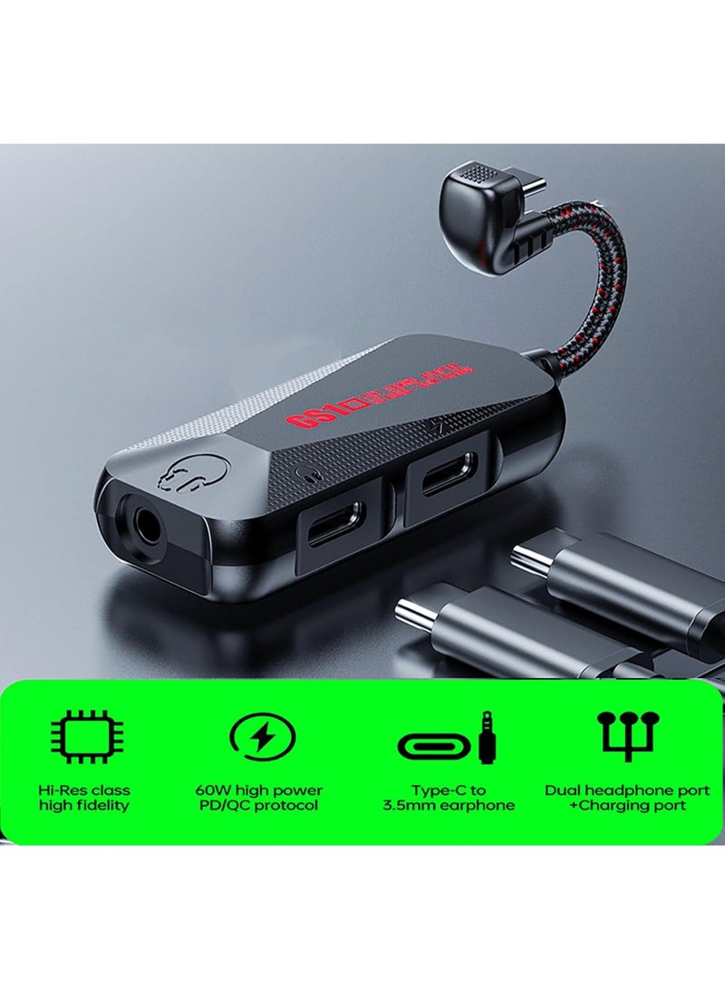 Plextone GS1 Type-C 3-in-1 Gaming Audio Adapter, 60W PD Fast Charging + 3.5mm Hi-Res Sound Card, Type-C to Aux Converter with Mic Support, Magnetic Design for Android, RedMagic, Black Shark, Xiaomi, Huawei, iPhone 15/16/17 Series, iPad, MacBook, Laptops, and Other Type-C Devices – Black - Image 2