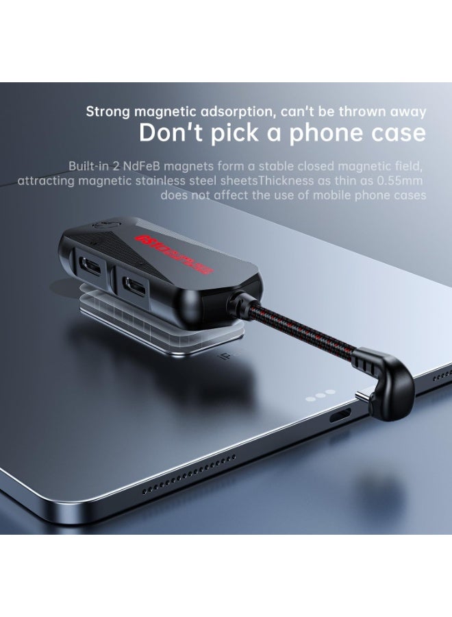 Plextone GS1 Type-C 3-in-1 Gaming Audio Adapter, 60W PD Fast Charging + 3.5mm Hi-Res Sound Card, Type-C to Aux Converter with Mic Support, Magnetic Design for Android, RedMagic, Black Shark, Xiaomi, Huawei, iPhone 15/16/17 Series, iPad, MacBook, Laptops, and Other Type-C Devices – Black - Image 3