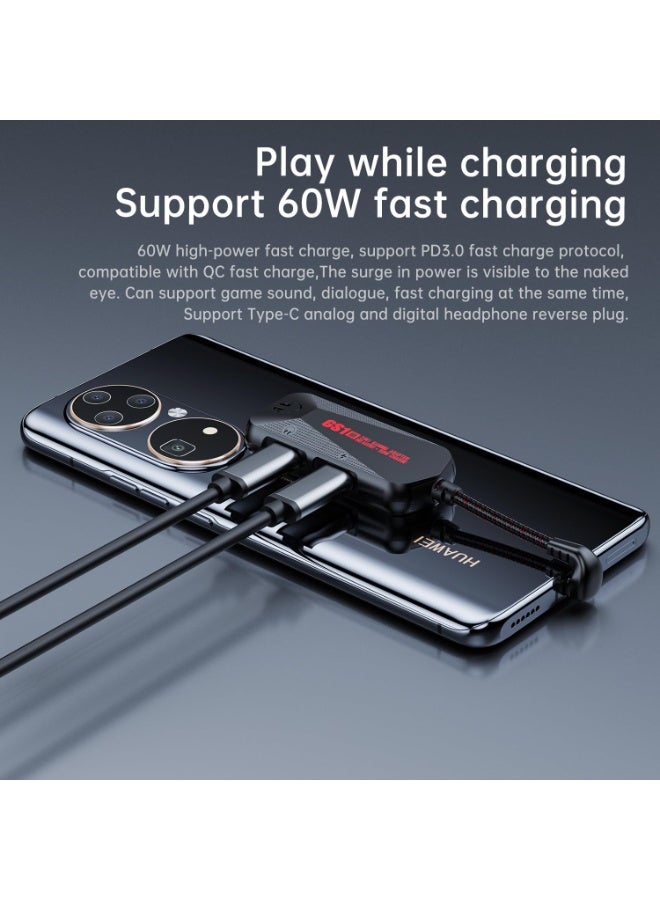 Plextone GS1 Type-C 3-in-1 Gaming Audio Adapter, 60W PD Fast Charging + 3.5mm Hi-Res Sound Card, Type-C to Aux Converter with Mic Support, Magnetic Design for Android, RedMagic, Black Shark, Xiaomi, Huawei, iPhone 15/16/17 Series, iPad, MacBook, Laptops, and Other Type-C Devices – Black - Image 4