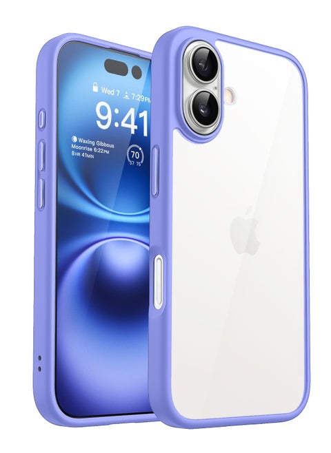 Case for iPhone 16 Plus 6.7-Inch, Shockproof Phone Bumper Cover, Solid Color Matte TPU Frame, Anti-Scratch Clear Back (Ultramarine)