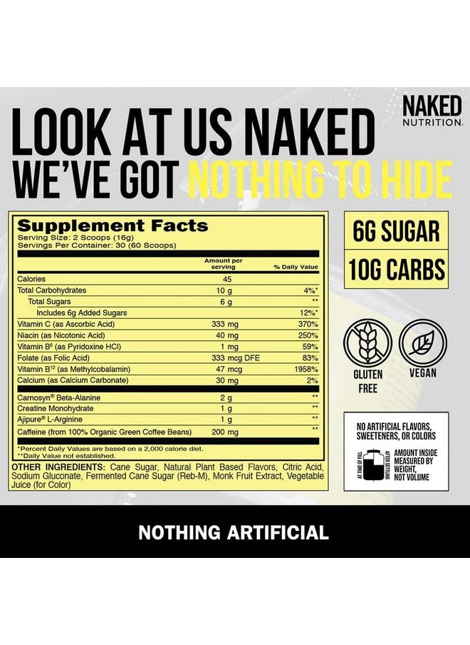 NAKED nutrition - Naked Citrus Naked Energy - Citrus Flavored Clean Pre Workout Supplement for Men and Women, Vegan Friendly, No Added Sweeteners, Colors Or Flavors - 30 Servings - Image 1