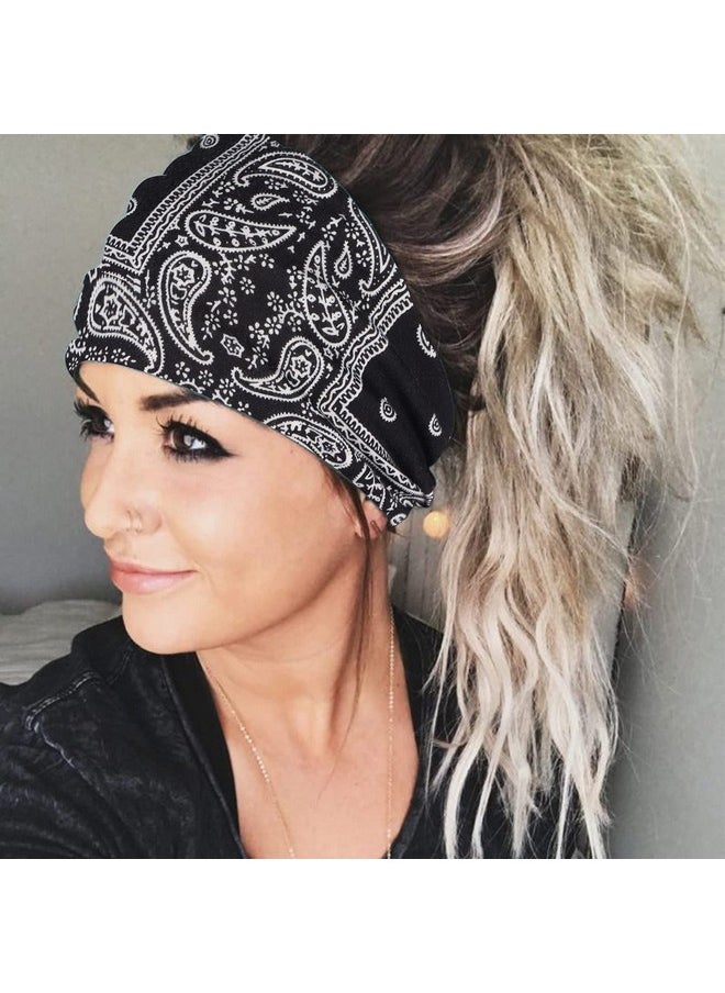 Vemalo - Wide Headbands For Women Boho Bandeau Head Bands Workout Head Wraps Stretch No Slip Hair Wraps Pack Of 4 (Stylish) - Image 1