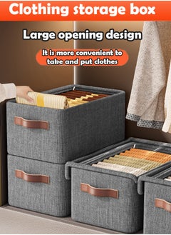 ZCM-HAPPY 2 Piece Cationic Fabric Wardrobe Quilt Storage Box with Steel Frame – Space Saving Clothing Organizer for Home and Dormitory (50x35x24 cm)  - Image 3