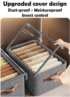 ZCM-HAPPY 2 Piece Cationic Fabric Wardrobe Quilt Storage Box with Steel Frame – Space Saving Clothing Organizer for Home and Dormitory (50x35x24 cm)  - Image 4