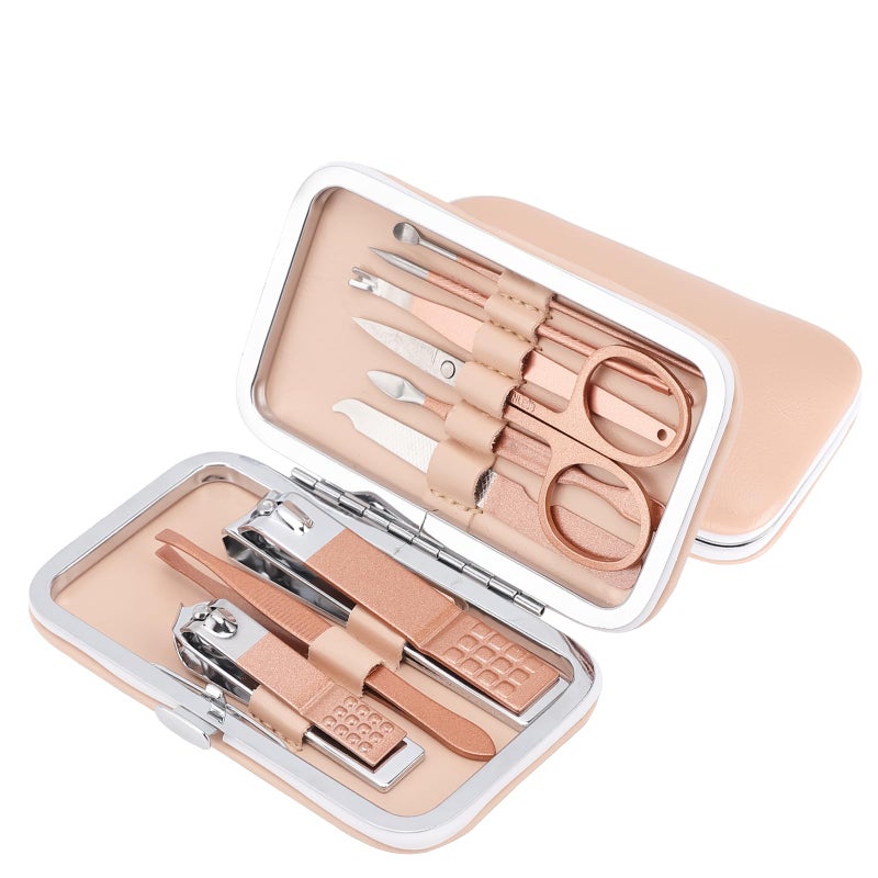 AULLUA 9 PCS Premium Manicure Set, AULLUA Nail Clippers, Professional Grooming Gift Kit, Pedicure Kit, Stainless Steel Facial, Cuticle, Nail Care Tools with Luxurious Portable Travel Case, for Women & Men - Image 1