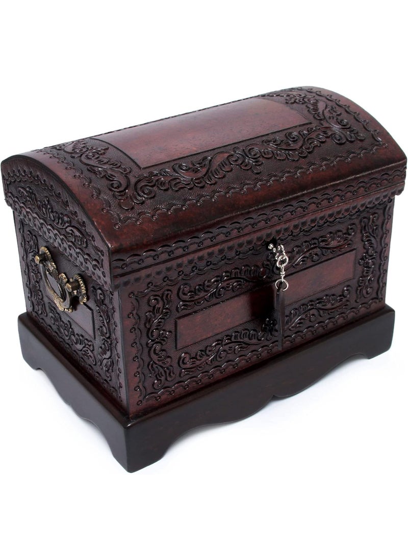 NOVICA NOVICA Colonial Wood And Leather Jewelry Box Brown Colonial Treasure  - Image 1