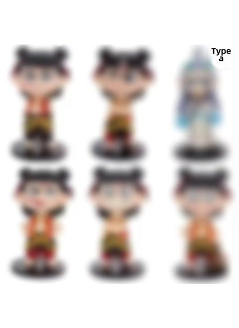 Nezha Series Of Devil Boy Hand-held Cartoon Ao Bing Doll Desktop Ornaments Cartoon Hand-held Toy Sets-Color:Type A, Set Of 6, 11cm, Please Take Multiples Of 6
