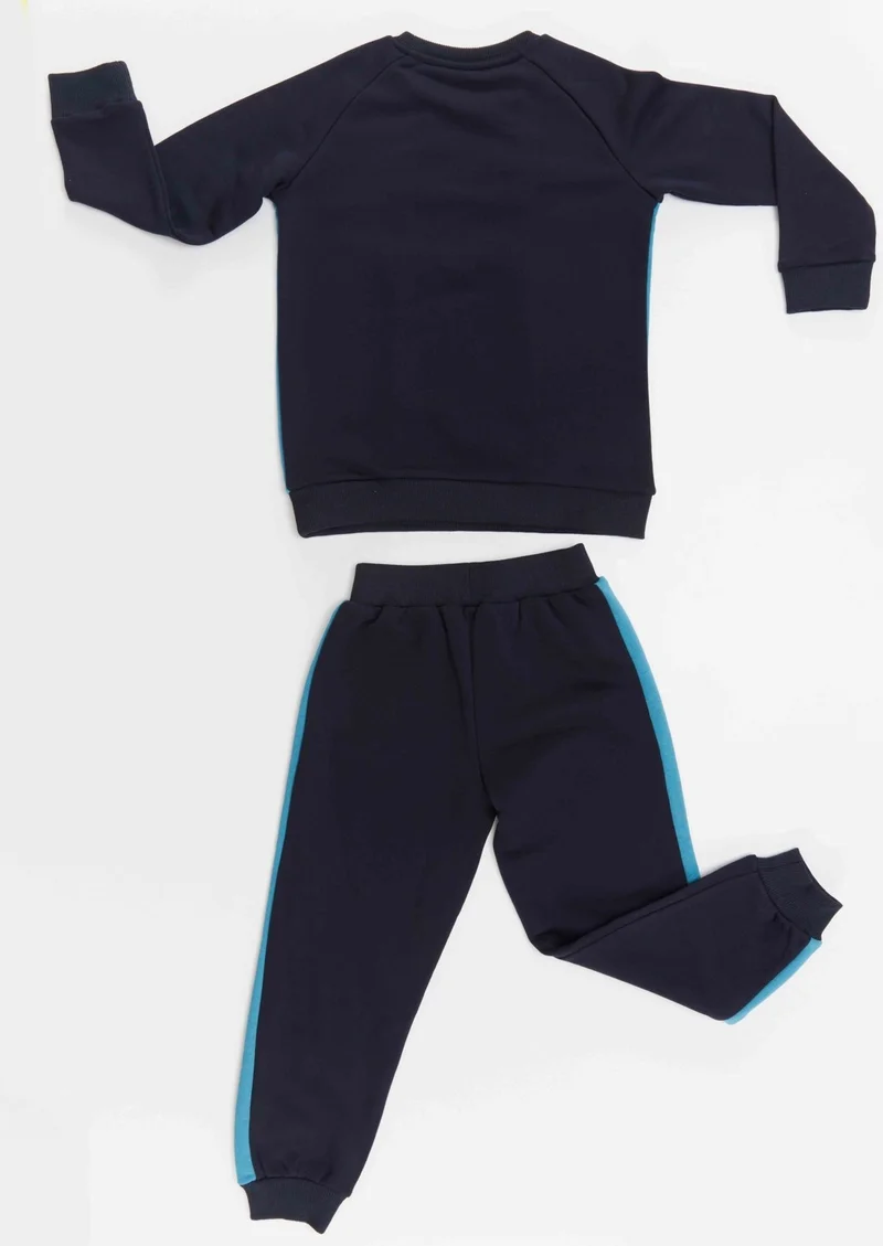 Denokids Shark Navy Blue Boys Tracksuit Set
