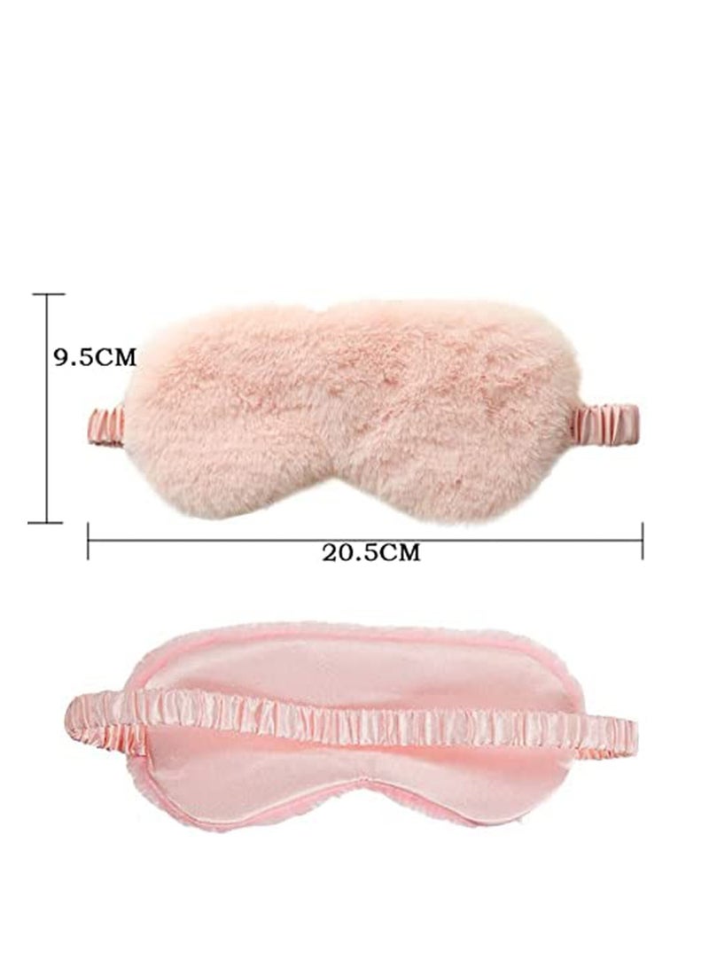 Excefore Plush Sleeping Eye Mask Sleeping Masks for Women Soft Fluffy Eye Cover Silk Eye Mask with Elastic Strap Blindfold Sleep Masks for Women Kids Men Family 3 PCS - Image 2