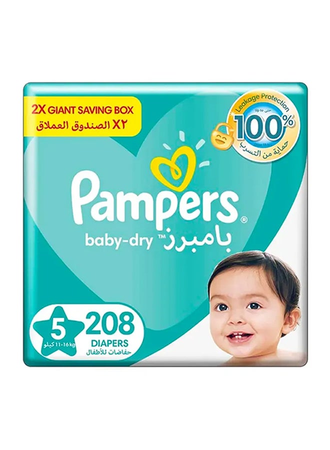 Pampers Aloe Vera Taped Diapers Size 5 2X Giant Box 208 Count - Image 1