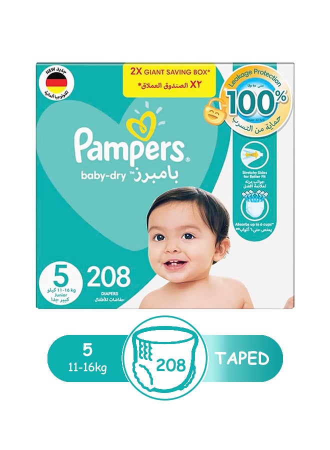 Pampers Aloe Vera Taped Diapers Size 5 2X Giant Box 208 Count - Image 2