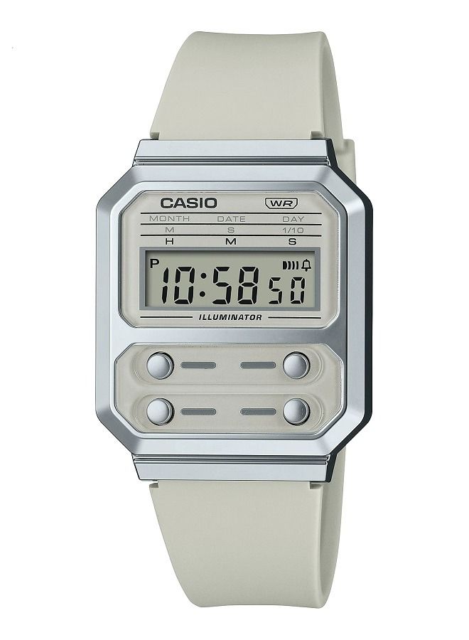 Casio Unisex Watch Vintage Digital Clear Dial Resin Band A100WEF-8ADF - Image 1