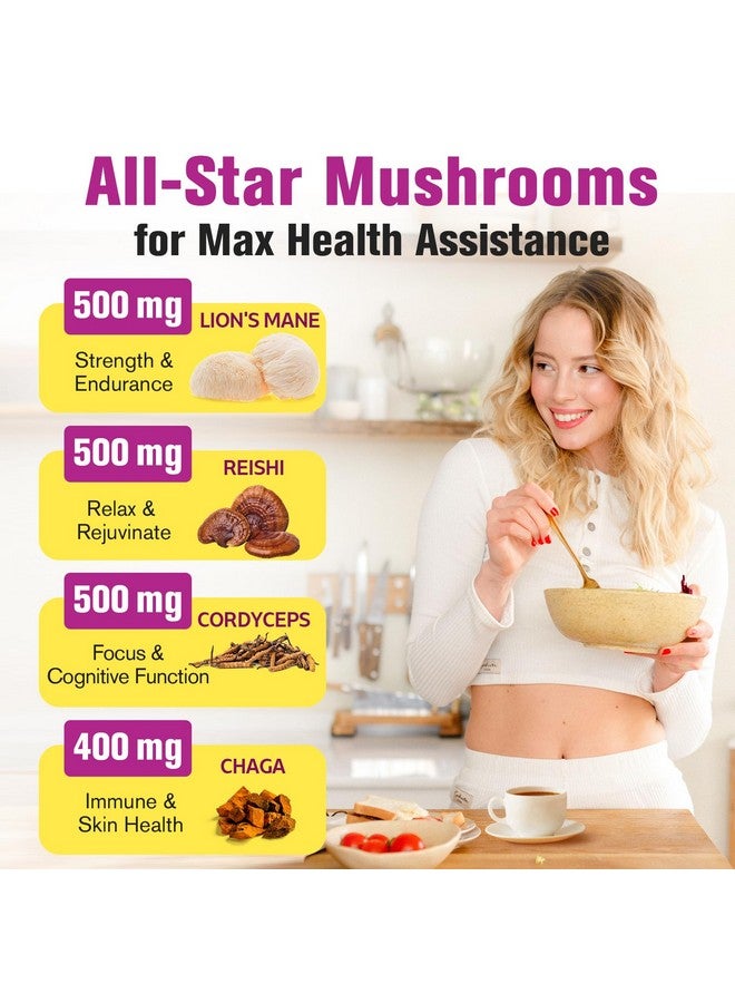 Dmeisy Mushroom Powder | for Mushroom Coffee, 20-in-1 Mushroom Complex with Lions Mane Powder, Reishi, Cordyceps, Turkey Tail & Herbs, Brain Supplements for Memory and Focus, Energy, Immunity - 5.3oz - Image 3