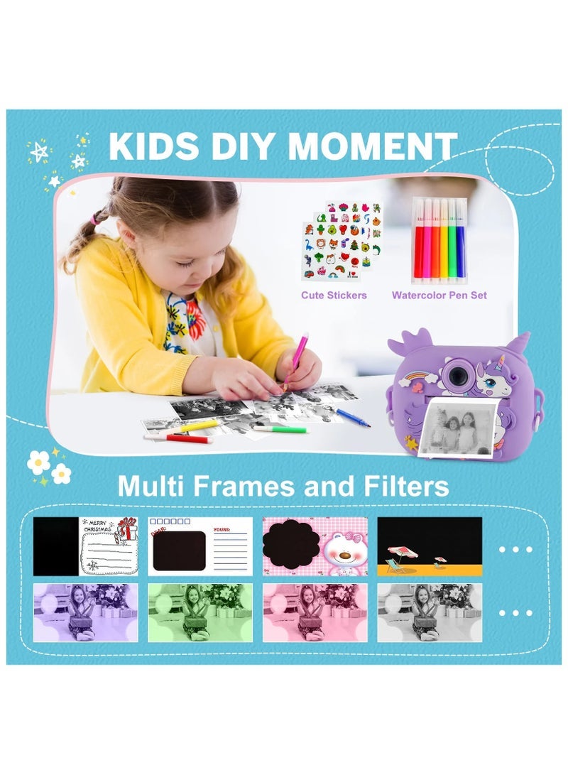 Jubilin Kids Camera Instant Print, Kids Digital Camera with 3 Rolls Print Paper, 2.4 Inch 1080P Screen with 32GB TF Card for Girls Boys Birthday Festival Party Gift ,Purple - Image 4