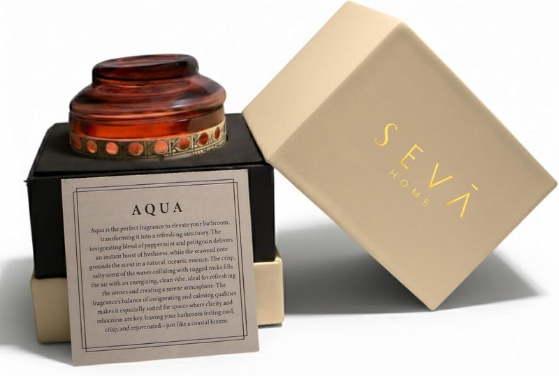 سيفا هوم شمعة معطرة برائحة أكوا من ساكريد سبيسز | شمعة فاخرة معطرة | شمع الصويا الطبيعي | تدوم 30 ساعة | شمعة للحمام | علاج عطري مريح | طقم هدايا فاخر | هدية - Image 4