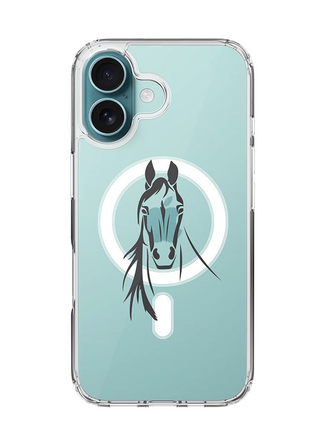 Stylizedd For iPhone 16 Case [Compatible with MagSafe] Slim Magnetic cover Clear Phone Case - Arabian Stallion - Image 1