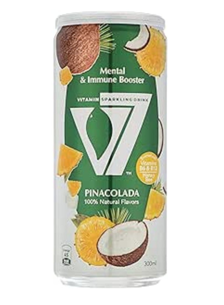 V7 vitamin sparkling drink 100% natural flavors - pina colada 300ml 