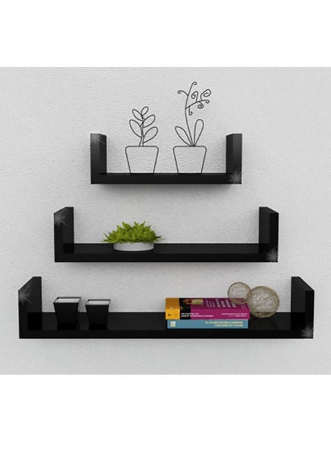 3-Piece Wall Mounted Floating Shelves - Black
